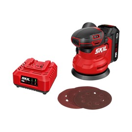 SKIL PWR CORE 20V Brushless Random Orbital Sander Kit Including 2.0Ah Battery and Charger-SR7603B-10