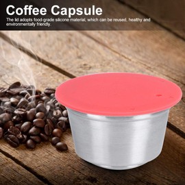 Taza de Cápsula de café Recargable Reutilizable de Acero Inoxidable Apta para Cafetera Dolce Gusto Cápsulas de Acero Inoxidable (Rojo)