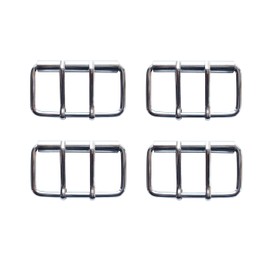 Pack of 4 60 mm Sliver Metal Large Ring Double Pliers Buckles, Double Needle Roll Belt Buckles for 6 cm Wider Leather Strength Straps Band Clothing Accessories