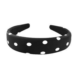 axy Wide Headband with Fabric Padded and Dots Pattern – Beautiful Women's Headband Hair Accessories Headband HRK2P (Black)