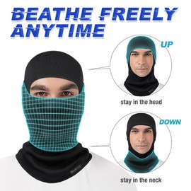 Balaclava Ski Mask (with Breathable Holes) Windproof Winter Fleece Neck Face Warmer for Men&Women（Black+Light Grey）
