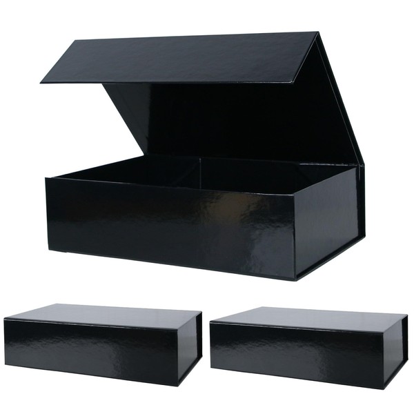 Aimyoo 3 Pack Black Collapsible Gift Box with Magnetic Closure