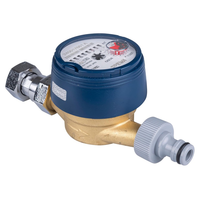 Water Meter with Mounting Kit for Stopcock Tap Calibration Current