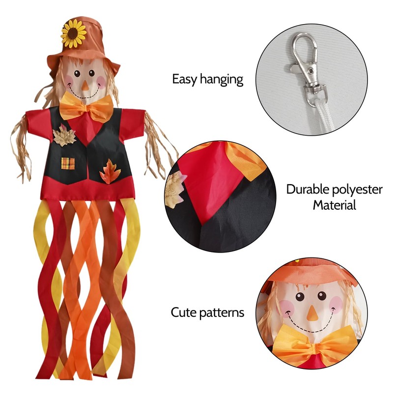 THQZLH Scarecrow Windsock - Fun and Festive Outside Decorations for