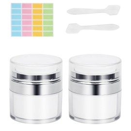 Airless Pump Bottle, 2PCS Moisturiser Container, Refillable Pump Dispenser Cream Jar Vacuum Bottle Travel Cream Bottle Portable Cosmetic Container (50ml)