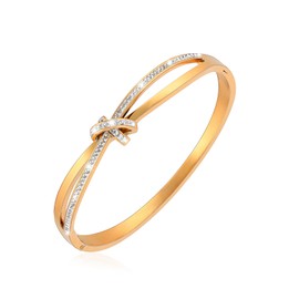MILAKOO Dainty Stainless Steel Bangle Bracelet Gold-plated Tiny Waist Twisted Knot Bracelet Gifts for Love