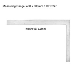 uxcell L Square 400x600mm/16x24inch Steel Metric Inch Double Scale 90 Degree Dual Side Angle Ruler Measuring for woodworker Engineer