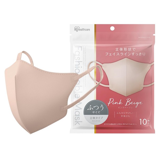 Iris Ohyama RN-FA10SPB Fashionable Mask 3D Regular Size, 10 Pieces,