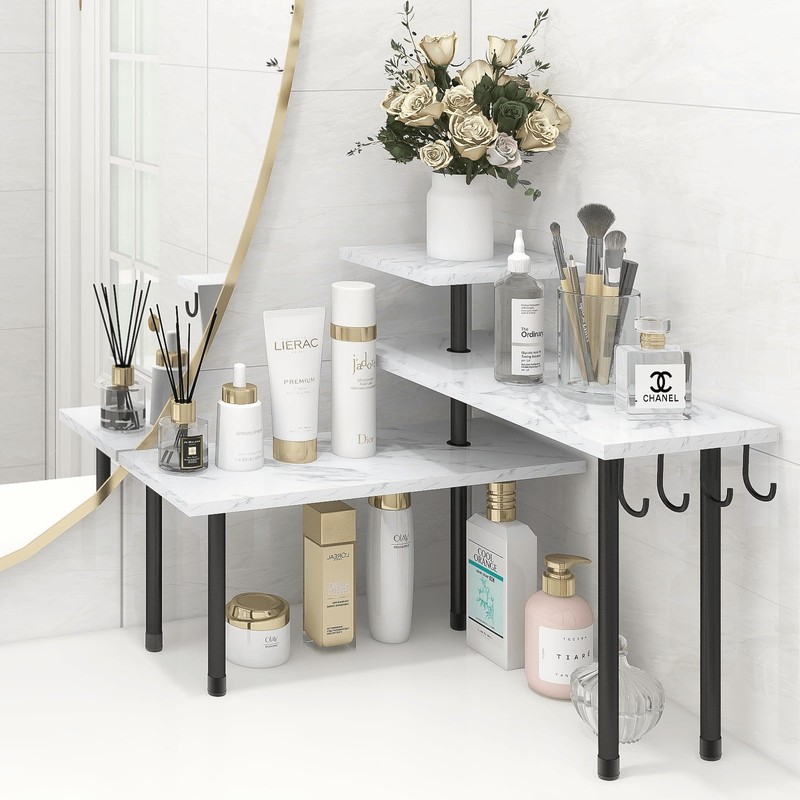 Homode Bathroom Counter Organizer Corner Shelf, Kitchen Countertop Organizer, 3
