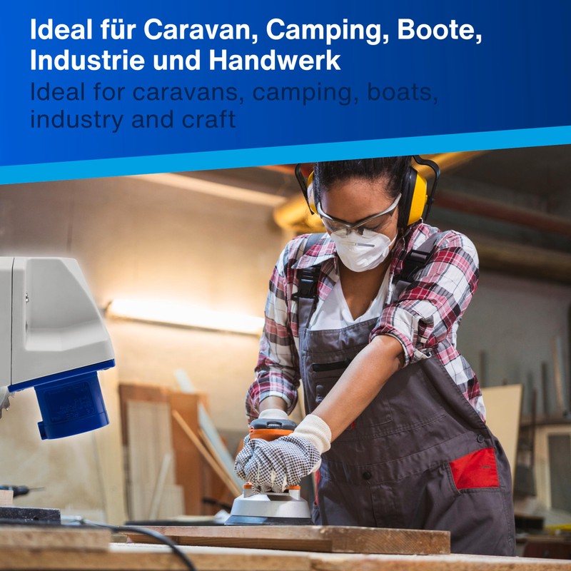 REV 0510615555 Caravan, CEE plug wall 230V, 3-pin, 1Ph +