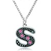 OutstandLong Initial Pink Letter S Alphabet Initial Charms Necklace Pendant