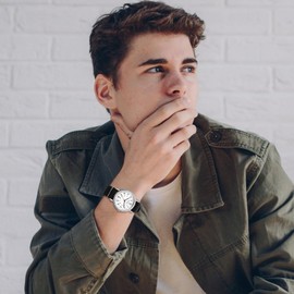 JewelryWe Watches Men's Calendar Analogue Quartz Wrist Watch Classic Simple Casual Watch Sports Watch with Nylon Textile Strap Black/Brown/Army Green, 1-Black, Strap.