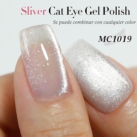 Double Rhythm 0.5 OZ Esmalte de uñas en gel Cat Eye con imán de 15ML, color holográfico brillante, translúcido, de brillo Jelly, esmalte magnético par