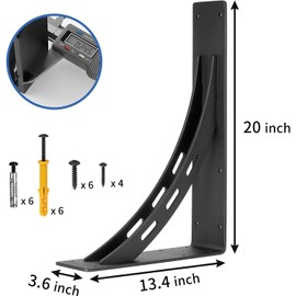 PICESA 20 inch x 13.5 inch Heavy Duty Shelf Brackets , Metal Mantel Brackets (Set of 2) Fireplace Mantel Brackets - Countertop Support , Max Load 1100 Lbs (20‘’ x 13.5 ‘’)