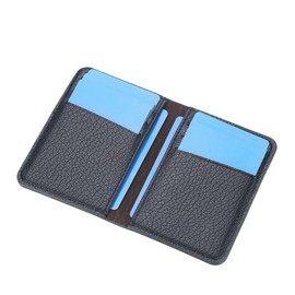 Tarjetero de Cuero para Hombre, Carteras para Hombre RFID que Bloquean el Dinero Clip de Doble Pliegue Delgado, Capacidad para 8 Tarjetas de Crédito (Negro 1)