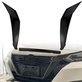 KEEGTBOX 3 PCS Front Grill Frame Cover Trim Compatible with Nissan Sentra S SV SR and Premium Sedan 2020 2021 2022 2023 Front Grille Trim Glossy Black Accessories (Glossy Black)