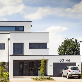 8’’ Modern Floating House Numbers for Outside, Large Black Shadow Home Number with Nails Kit & Template, Easy to Be Mounted for Exterior House Address, Garage Gate, Street, Farmhouse, Number 5