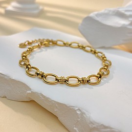 OSTAN Women's Bracelet Stainless Steel Link Bracelet Colour Silver and Gold, Stainless Steel