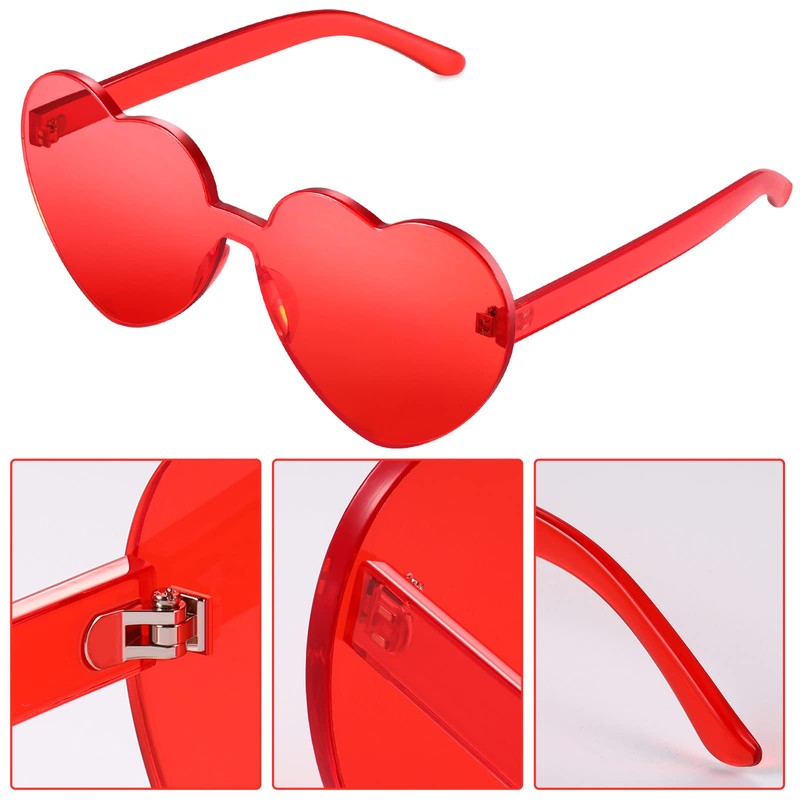 Maxdot 5 Pcs Summer Heart Shaped Sunglasses Rimless Heart Glasses