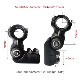 UPANBIKE Adjustable Bike Stem Riser Adapter 120 Degree 25.4mm75mm Adjustale Angle Bicycle Stem Extender for Mountain Bike Road Bicycle MTB BMX