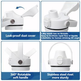 POYAKU Spout lid for Yeti Rambler 18 26 36 64 oz, Lid with Straws and Flexible Handle, Replacement Cap for Yeti 18oz 26oz 36oz 64oz Rambler Water Bottle Straw Cap