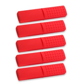 Chewy Oral Tubes Tough Bar for Kids with Autism, Biting Needs,Sensory Chew Toys,Soothe Sore Gums,Oral Motor Chewy Teether Made from Food Grade Silicone Safety (5 pcs red)