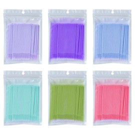 600 Pcs Micro Brushes, Micropore Brushes, Micro Applicator, Applicator Eyelash for Eyelashes Extensions 6 Color, for Makeup, Dental Care and More