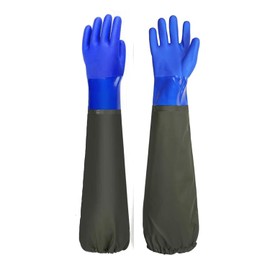 PU Waterproof Gloves,Pond Long Rubber Gloves,Reusable Heavy Duty Waterproof Gloves for Acid Working,Painting and Chemical