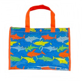 Kiejun KF604-07 Pool Bag, Beach Bag, For Boys, Girls, Pool, Beaching, Children, Transparent, Waterproof, Elementary School Students, Kindergarten, Nursery School, Plastic Bag, T Shark