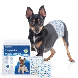 MICOOYO Dog Diapers Male Disposable Super Absorbent Male Dog Wraps Lighter Dogs Diaper Leakproof Puppy Diaper Doggie Diapers with Wetness Indicator (XS, 20Counts)