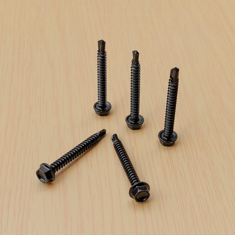 60 PCS Hex Head Self-Tapping Screws for Metal,Black 410 Stainless