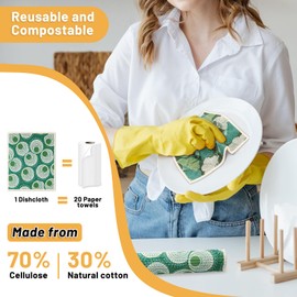 Lucomb 10 Pack Swedish Dishcloths for Kitchen, Reusable Cleaning Cloths Absorbent Non-Scratch Cellulose Sponge Cloths for Dishes Counters