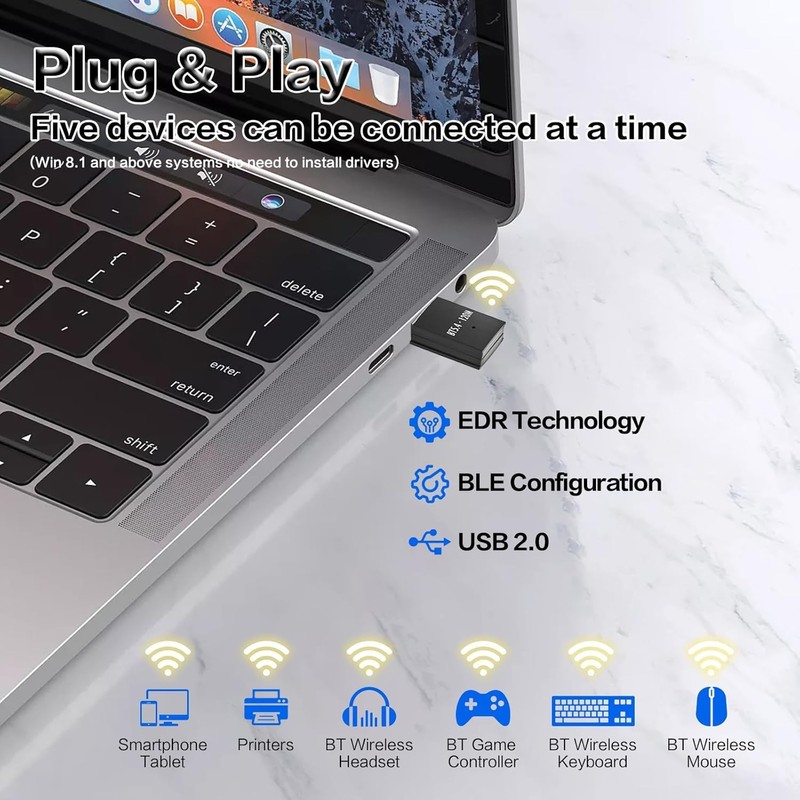 JAPOO Bluetooth 5.4 Adapter for PC,BT Dongle Receiver,Long Range USB