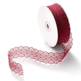 CHUQING Dark Red Lace Ribbon Vintage Lace Trim Red Decorative Ribbon Wedding Decorative Ribbon Gift Ribbon Wide 3 cm Ribbon Lace