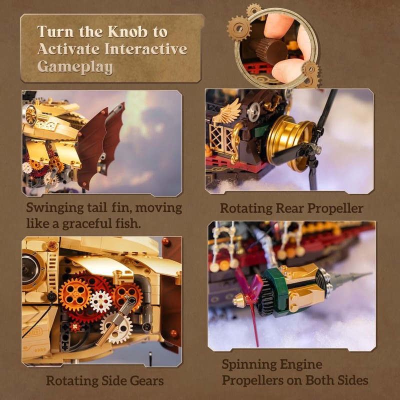 PANTASY Steampunk Airship Model Kit for Adults, Dual-Layer Zeppelin with