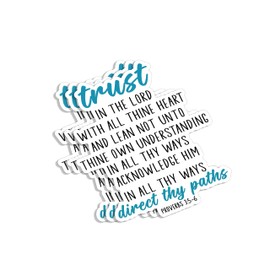(3Pcs) Trust In the Lord With All Thine Heart Acknowledge Him In All Thy Ways Direct Thy Paths Christian Sticker Inspirational Bible Verse Proverbs 3:5 Decal for Laptop Water Bottles Phone -Size 3x2.8