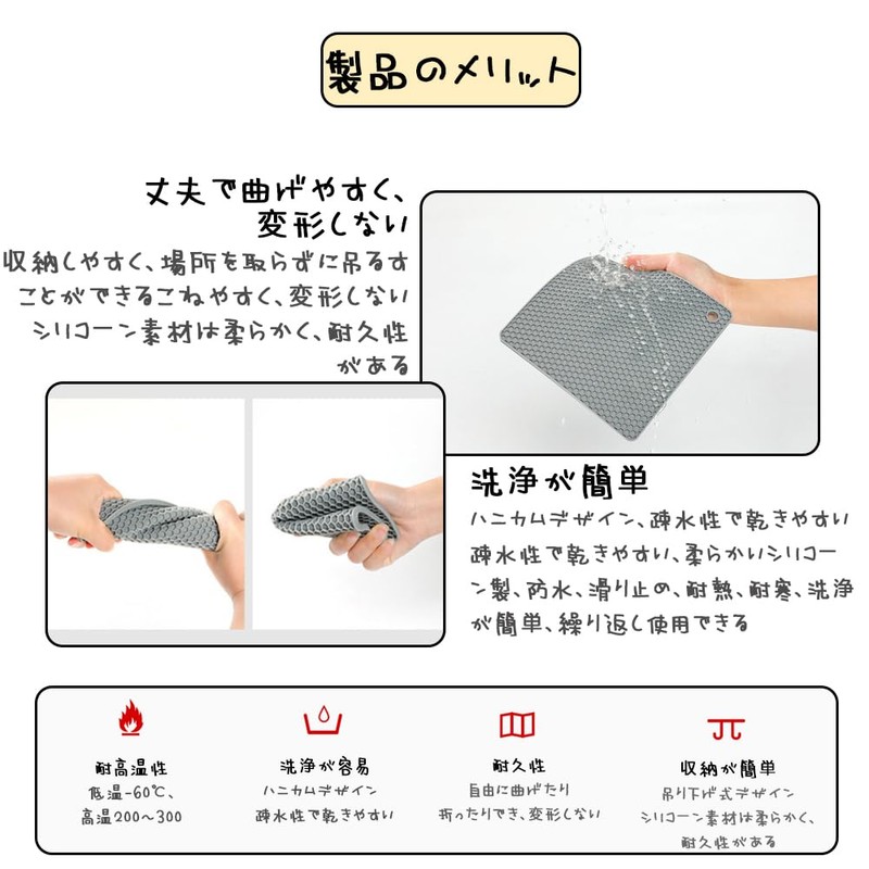 MHSKNHW Heat-resistant, Anti-Slip, Set of 4, Honeycomb Construction, Diameter 7.1