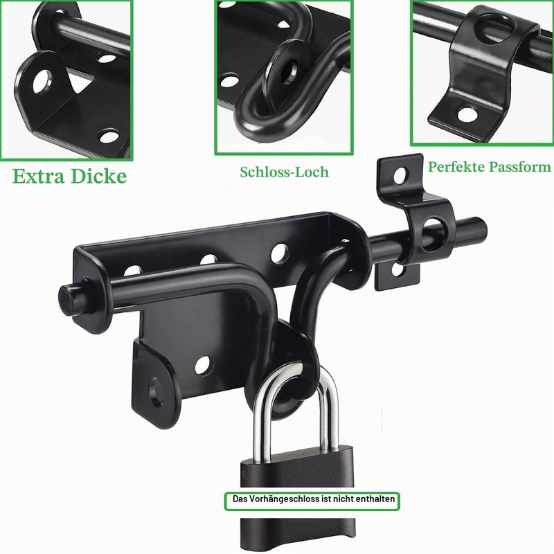 Litensh Door Bolt Double-Sided Sliding Bolt Door Lock with Padlock