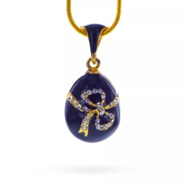 Crystal Bow Egg Pendant Necklace