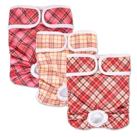 Pet Soft Dog Nappies for Female Dogs, Reusable Heat Pants for Female Dogs, Highly Absorbent Incontinence Dog Nappies, Pack of 3 (Pattern 4, XS)