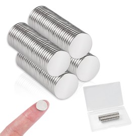 Pack of 100 Neodymium Magnets Round, 10 mm x 1 mm Thick Magnets Flat, Tolerance-Free Design, with Transparent Plastic Storage Box, for Magnetic Board, Fridge