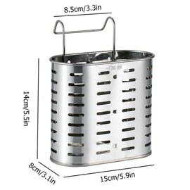 Stainless Steel Cutlery Storage Kitchen Utensil Holder with 2 Compartments Chopsticks Utensils Drainer Stainless Steel Spoon Cutlery Holder Cutlery Storage Cutlery Basket for Chopsticks Fork Spoon