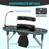 LDAILY Portable Nail Table, Foldable Nail Technician Desk w/Electric Dust