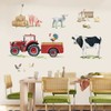 wondever Farm Animals Cow Wall Stickers Red Truck Roosters Peel