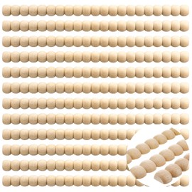 Nuanchu 12 Pcs Decorative Beaded Wood Trim Half Wooden Beads Trim Molding 15. 75 Inch Unfinished 3D Decorative Bead Pearl Wood Molding Cute DIY for Home Wall Cabinet Shelf Window Door (24 mm)