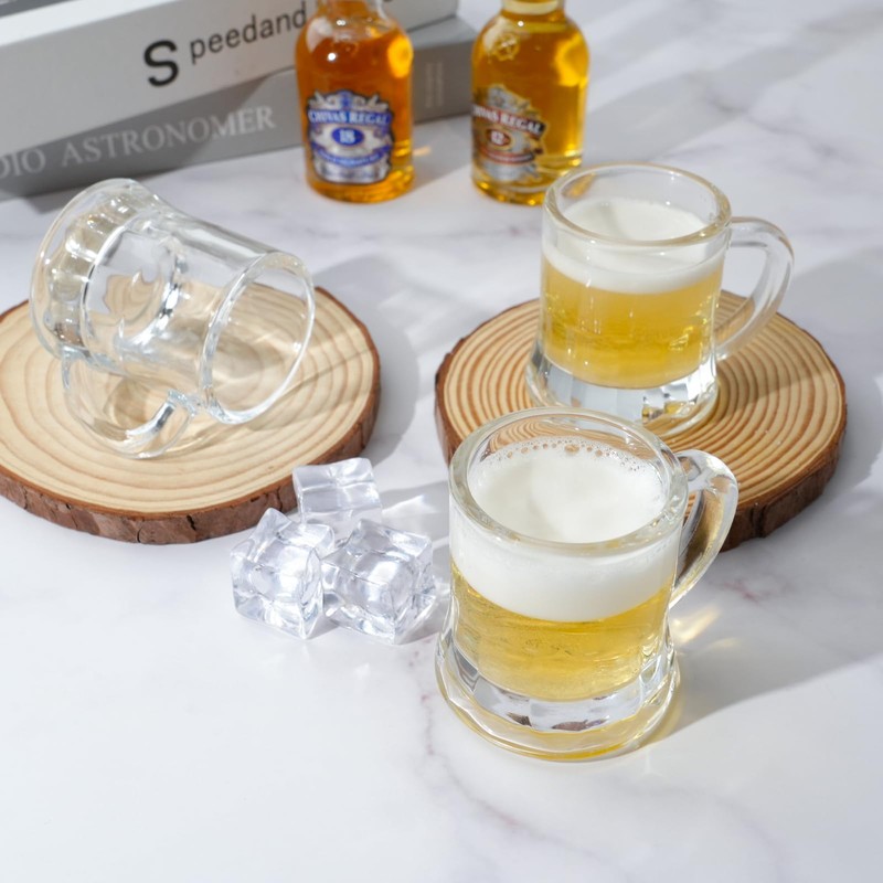 ZYFLSIYU 6 Pack 2 oz Mini Beer Mug Shot Glasses