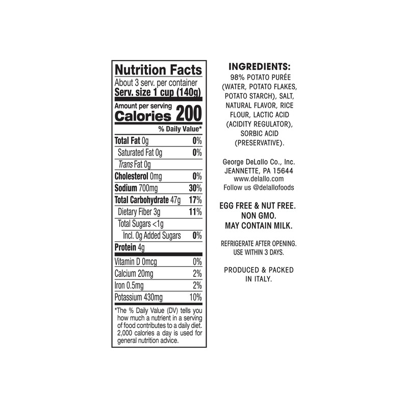 DeLallo Gluten Free Gnocchi Pasta, 16 Ounce Box, 8 Pack,