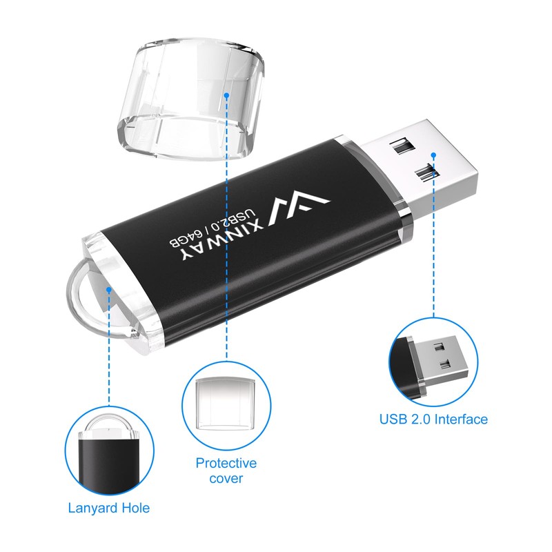 XinwaY Memory Stick 64GB USB Flash Drive Thumb Drives Data