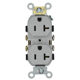 Leviton 20-Amp, 125-Volt, Narrow Body Duplex Receptacle, Straight Blade, Commercial Grade, Self Grounding, CR20-GY, Gray