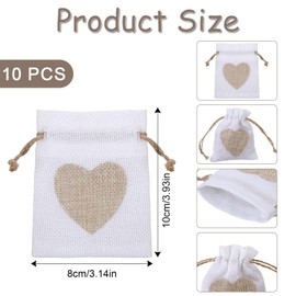 Bewudy 10 Pieces Small Drawstring Muslin Bags - 3.93 x 3.14in Double Drawstring Cotton Cloth Sachet for Party Wedding Storage Home Supplies (Pure White)